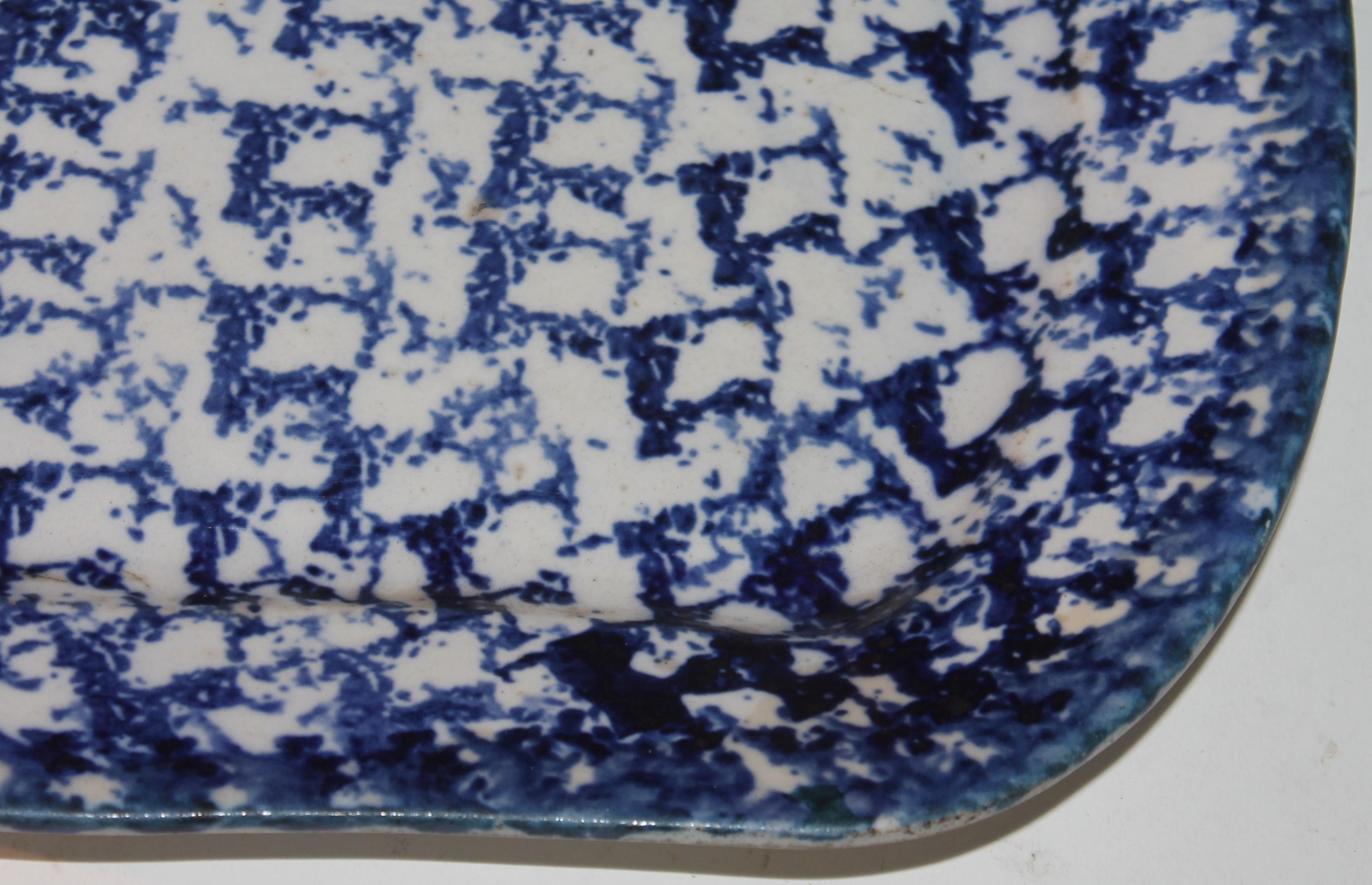 Hand-Crafted 19thc Sponge Ware Serving Platter For Sale