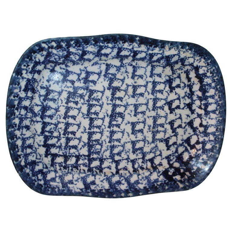 19thc Sponge Ware Serving Platter For Sale at 1stDibs