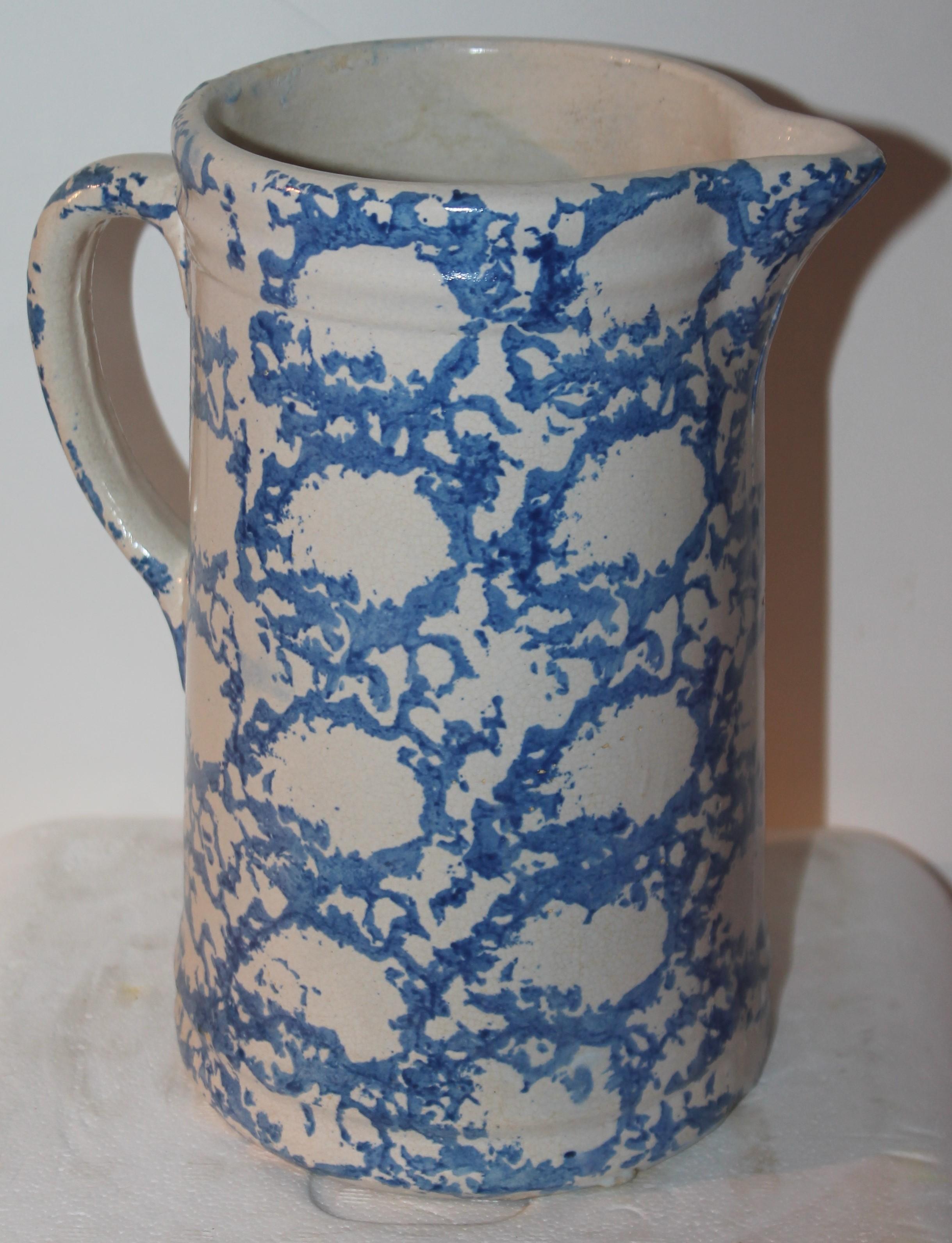 American 19thc Sponge ware  smoke ring  pitcher