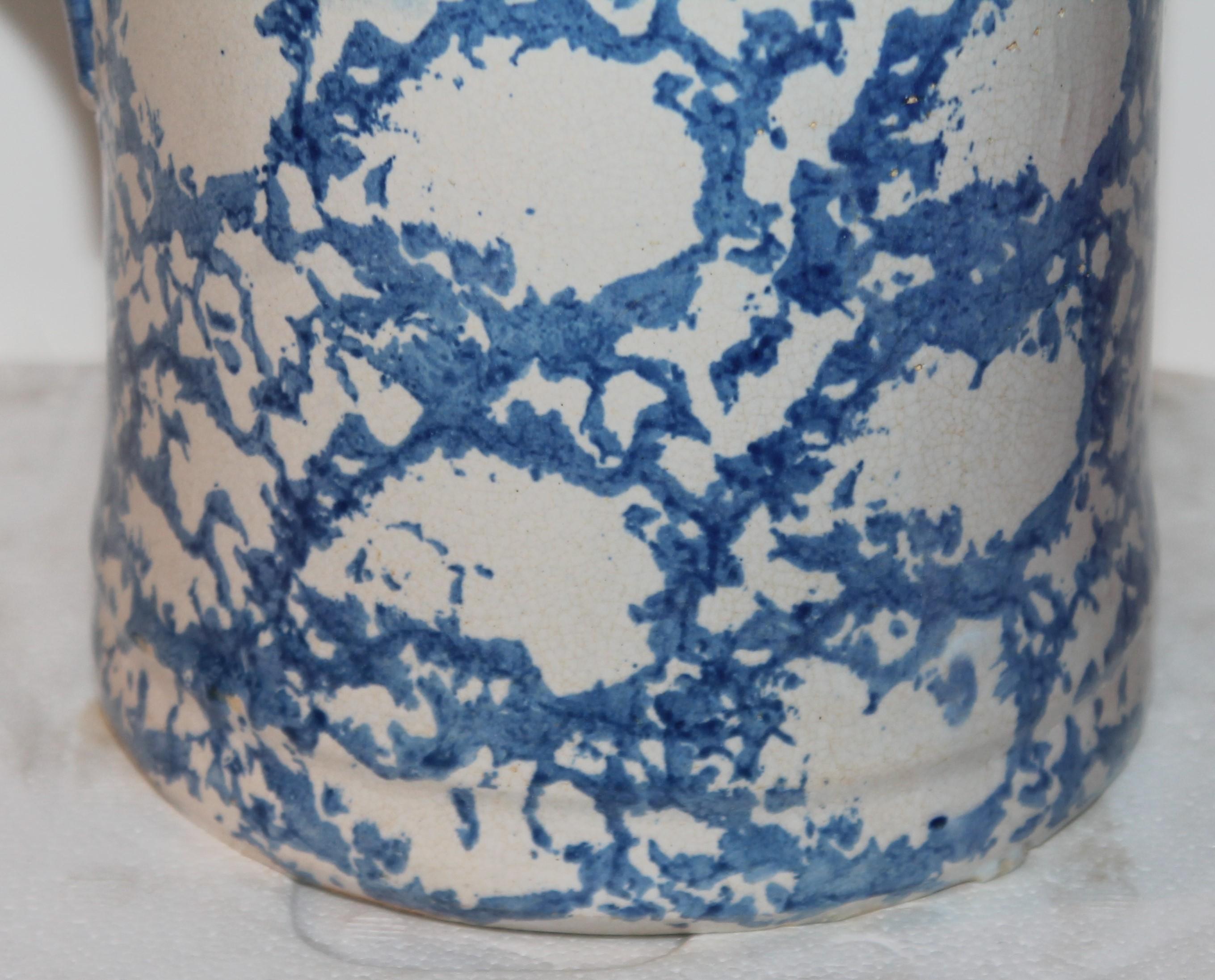 Hand-Painted 19thc Sponge ware  smoke ring  pitcher