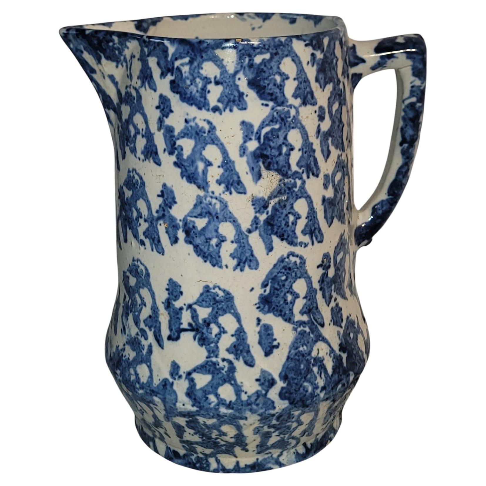 19thc Spongeware Pitcher