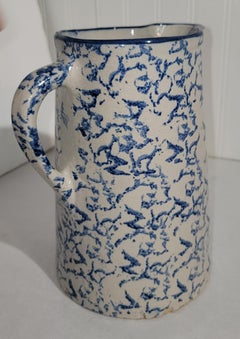 19thc Spongeware Pottery Pitcher