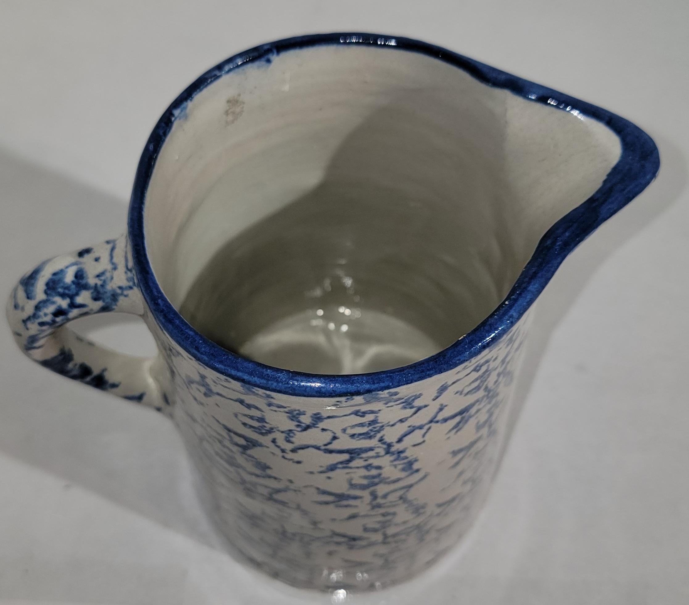 American 19thc Spongeware Pottery Pitcher For Sale