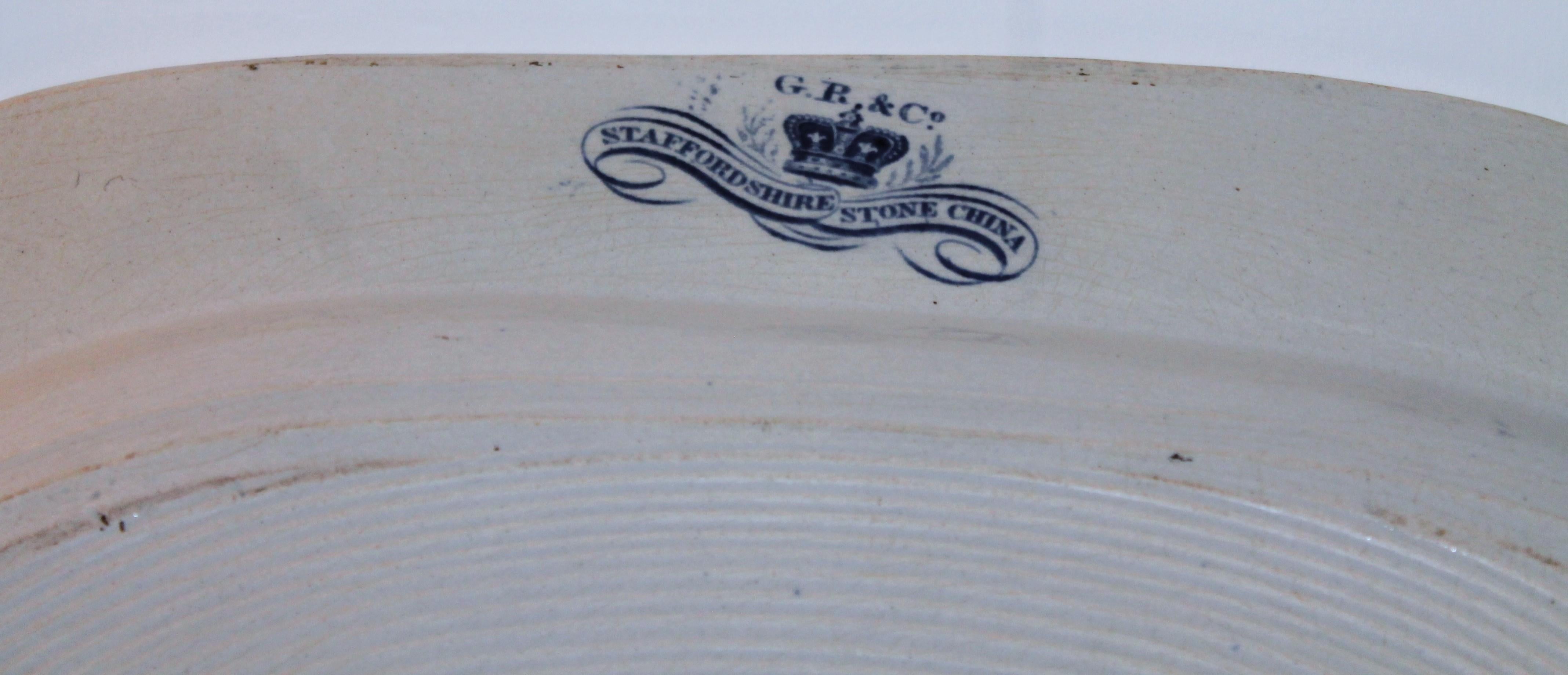 Staffordshire-Servierteller aus blauer Weide, 19. Jahrhundert (Englisch) im Angebot