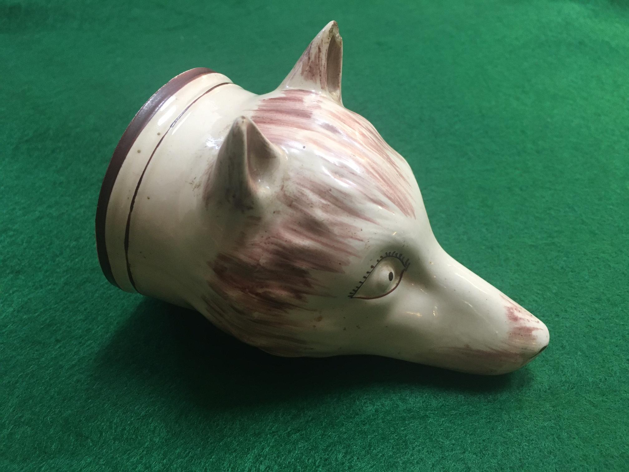 Regency Stirrup Cup 19thc Staffordshire Creamware Red Fox For Sale