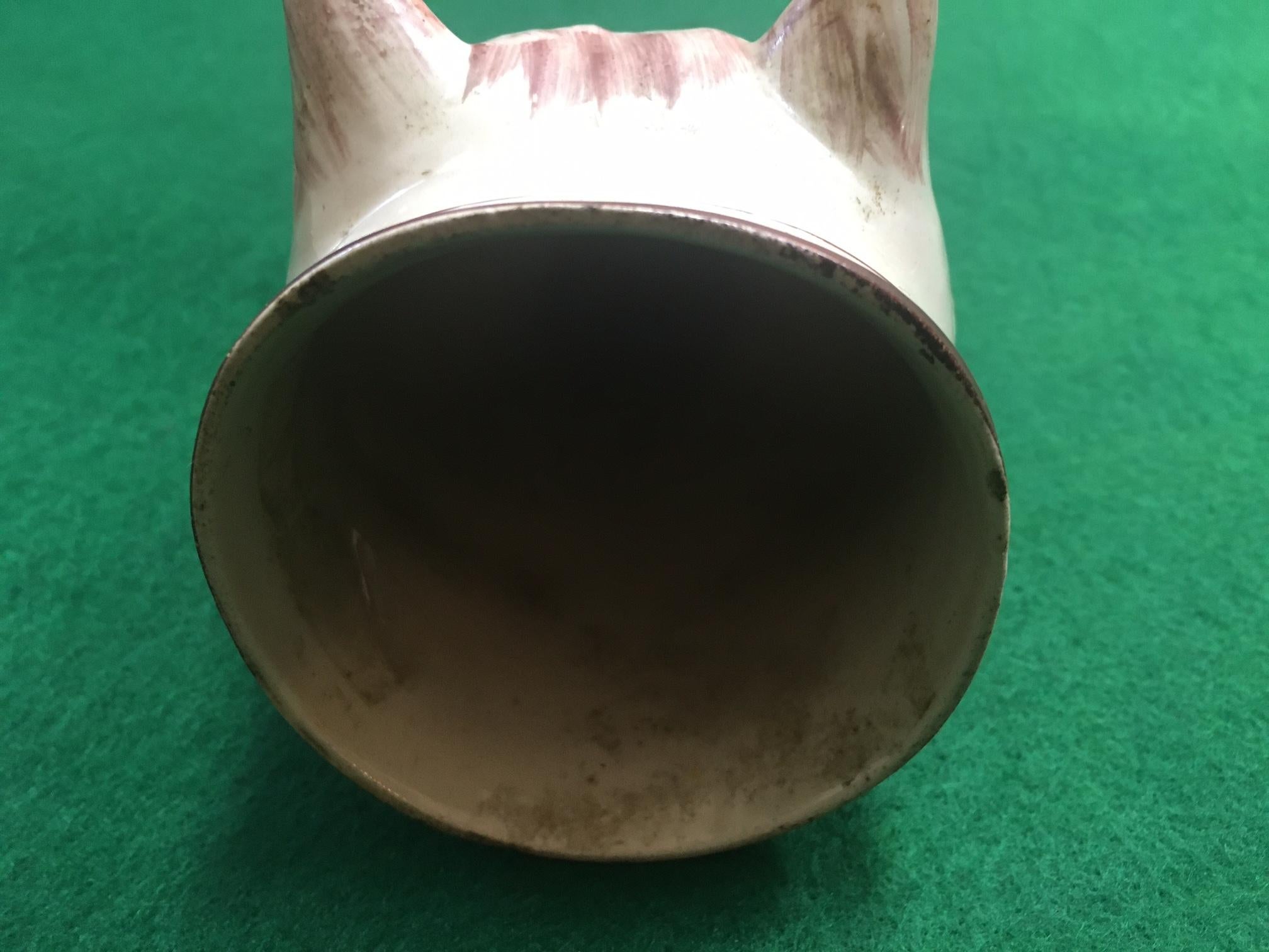 Stirrup Cup 19thc Staffordshire Creamware Red Fox In Good Condition For Sale In Savannah, GA