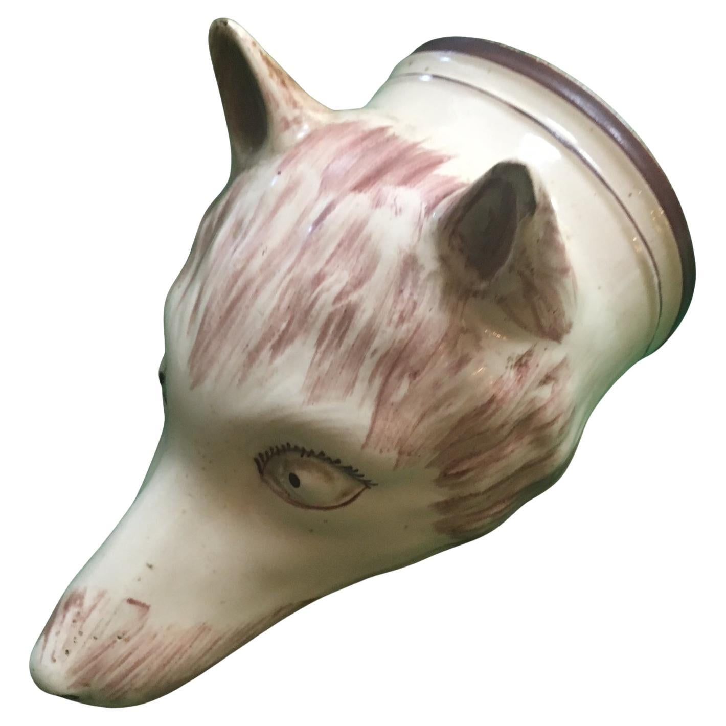 Coppa della staffa 19° secolo Staffordshire Creamware Volpe Rossa