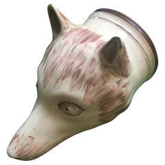 Coppa della staffa 19° secolo Staffordshire Creamware Volpe Rossa