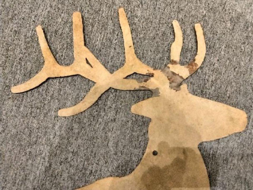 Painted 19thc Stag Trade Sign In Original  Mustard Paint For Sale