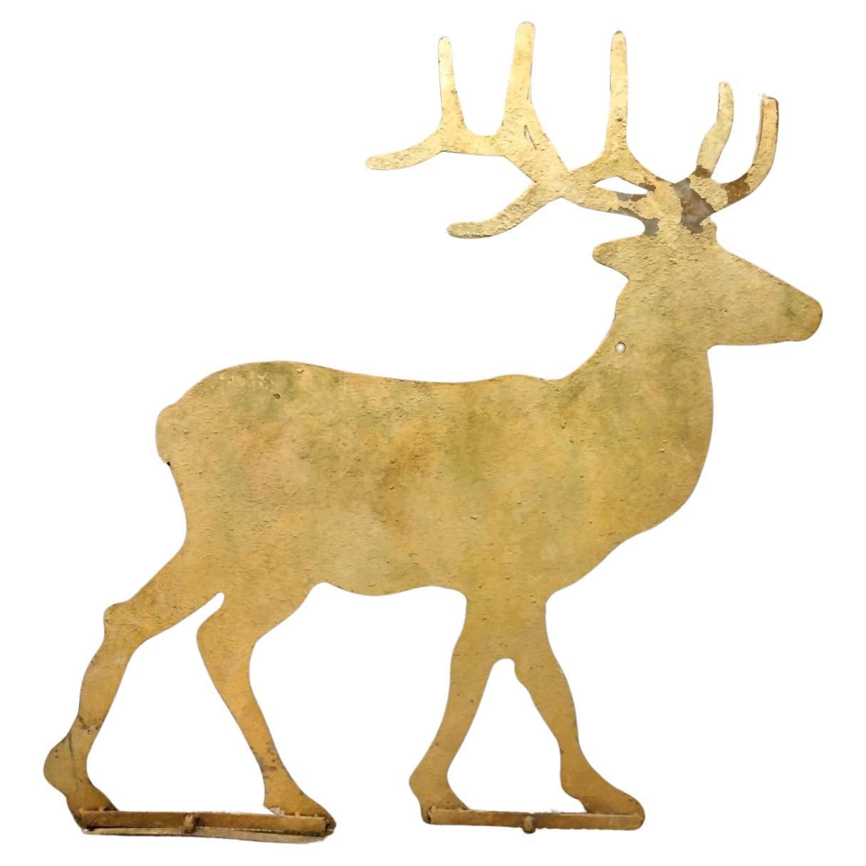 This amazing original mustard painted sheet iron stag /deer trade sign was found in Lancaster County,Pennsylvania.The condition is very good with minor paint loss on horns.This  trade sign was from a gun shop in Pennsylvania.