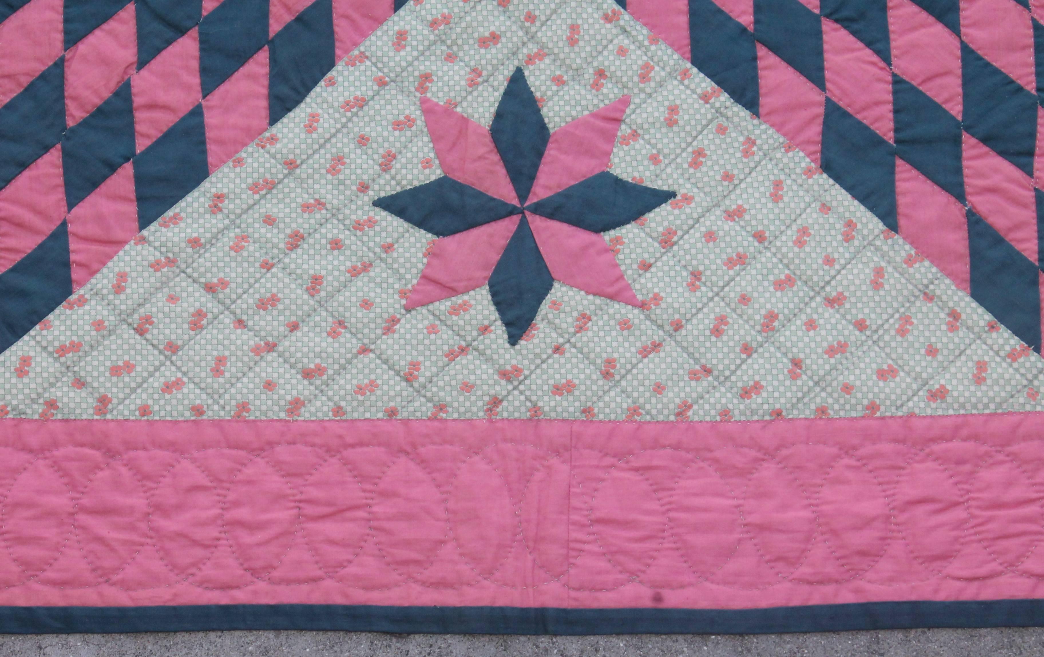 American 19thc Star Quilt, Eight Point Pattern For Sale