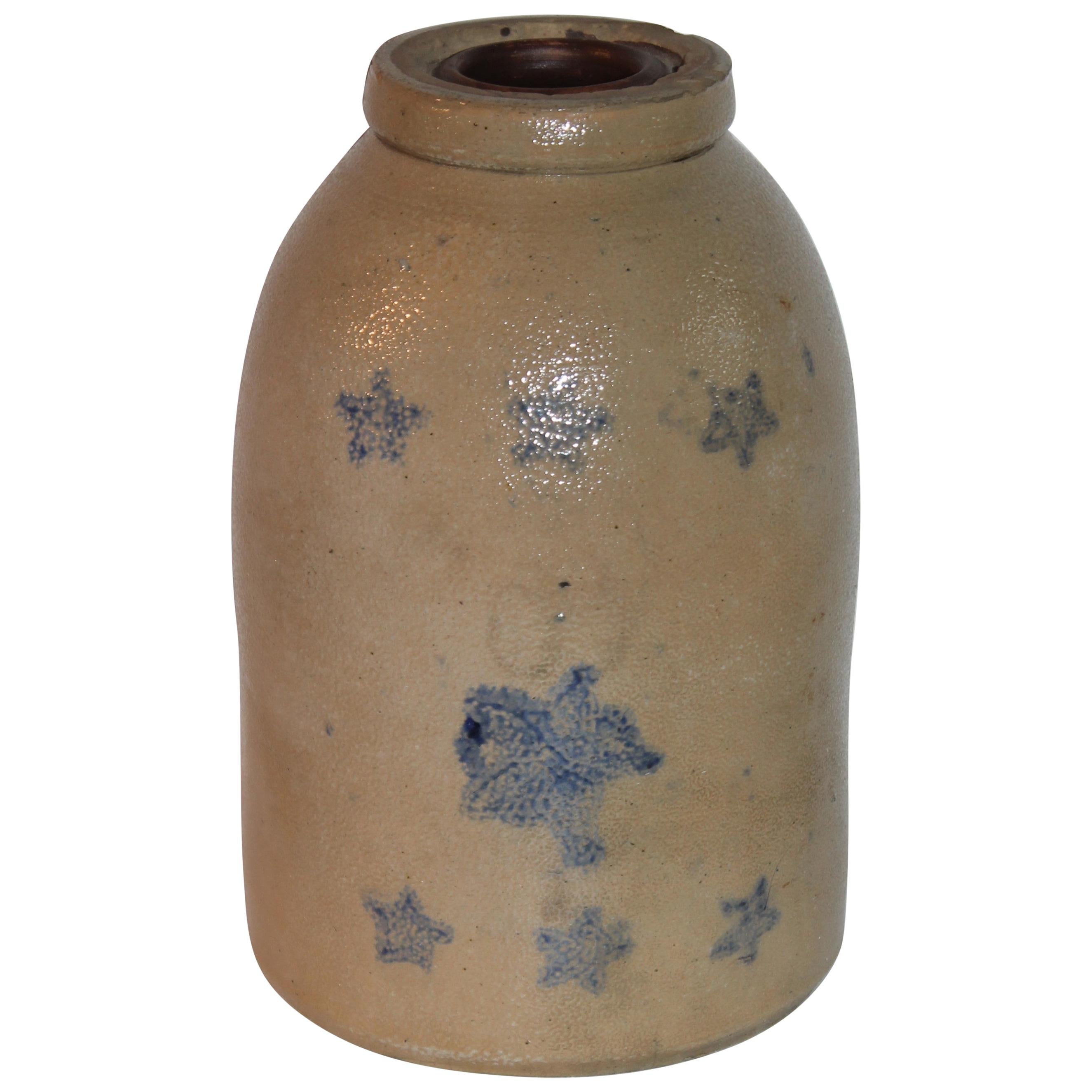 19thc Stars Decorated Stone Ware Crock / Jug For Sale