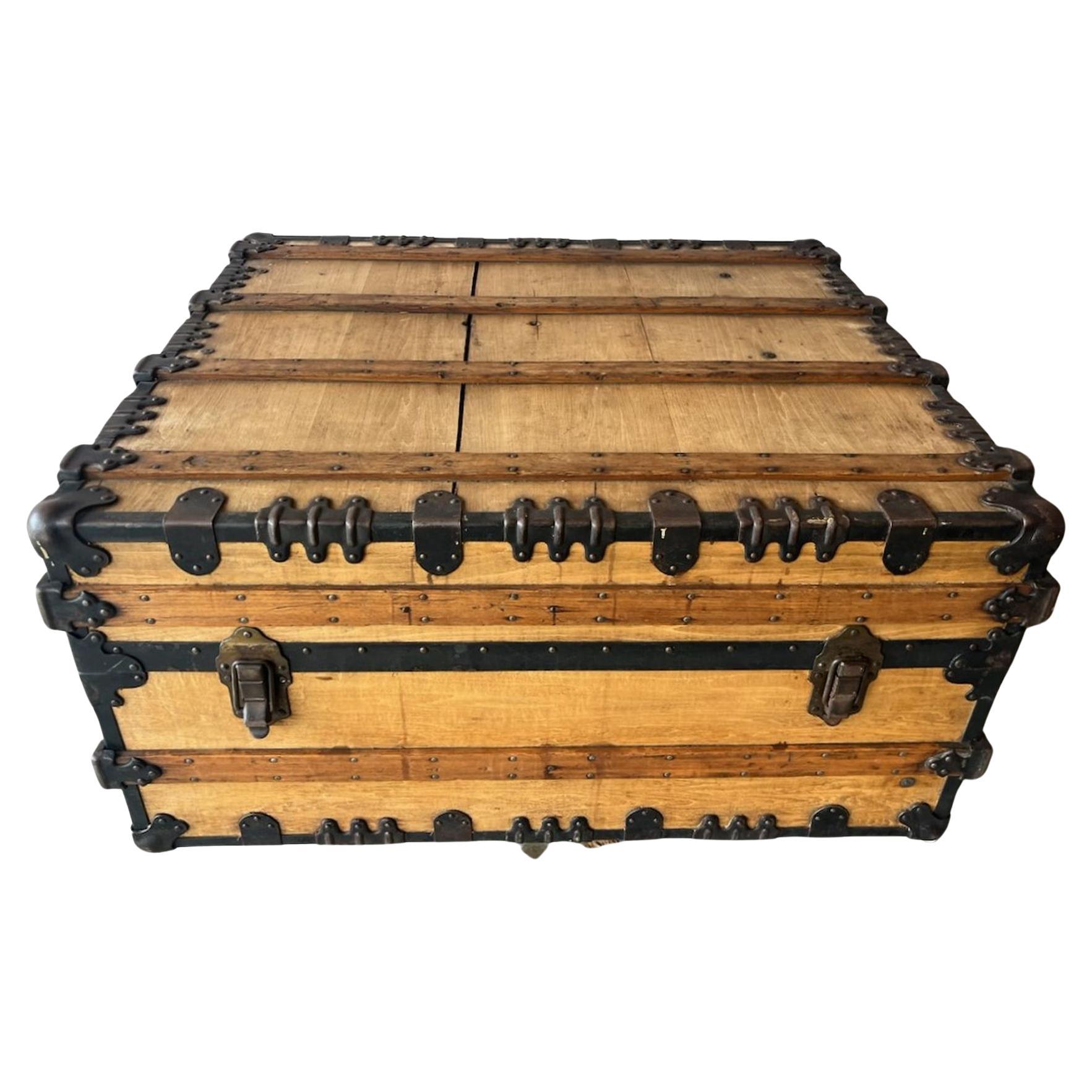 19thc Steamer Trunk / Coffee Table Trunk