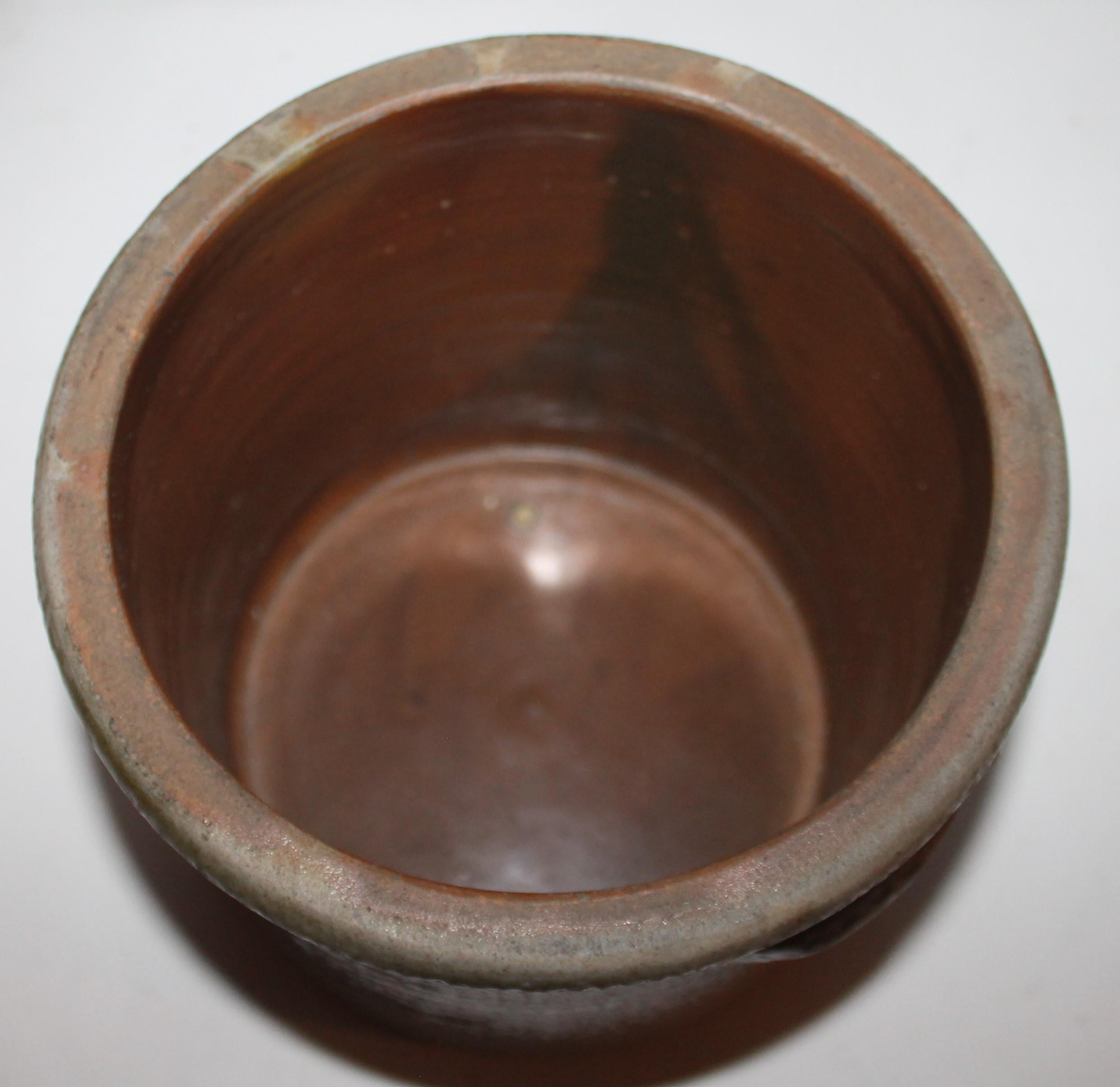 Hand-Crafted 19th Century Stoneware Crock with Bird Decoration