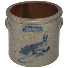 19th Century Stoneware Crock with Bird Decoration