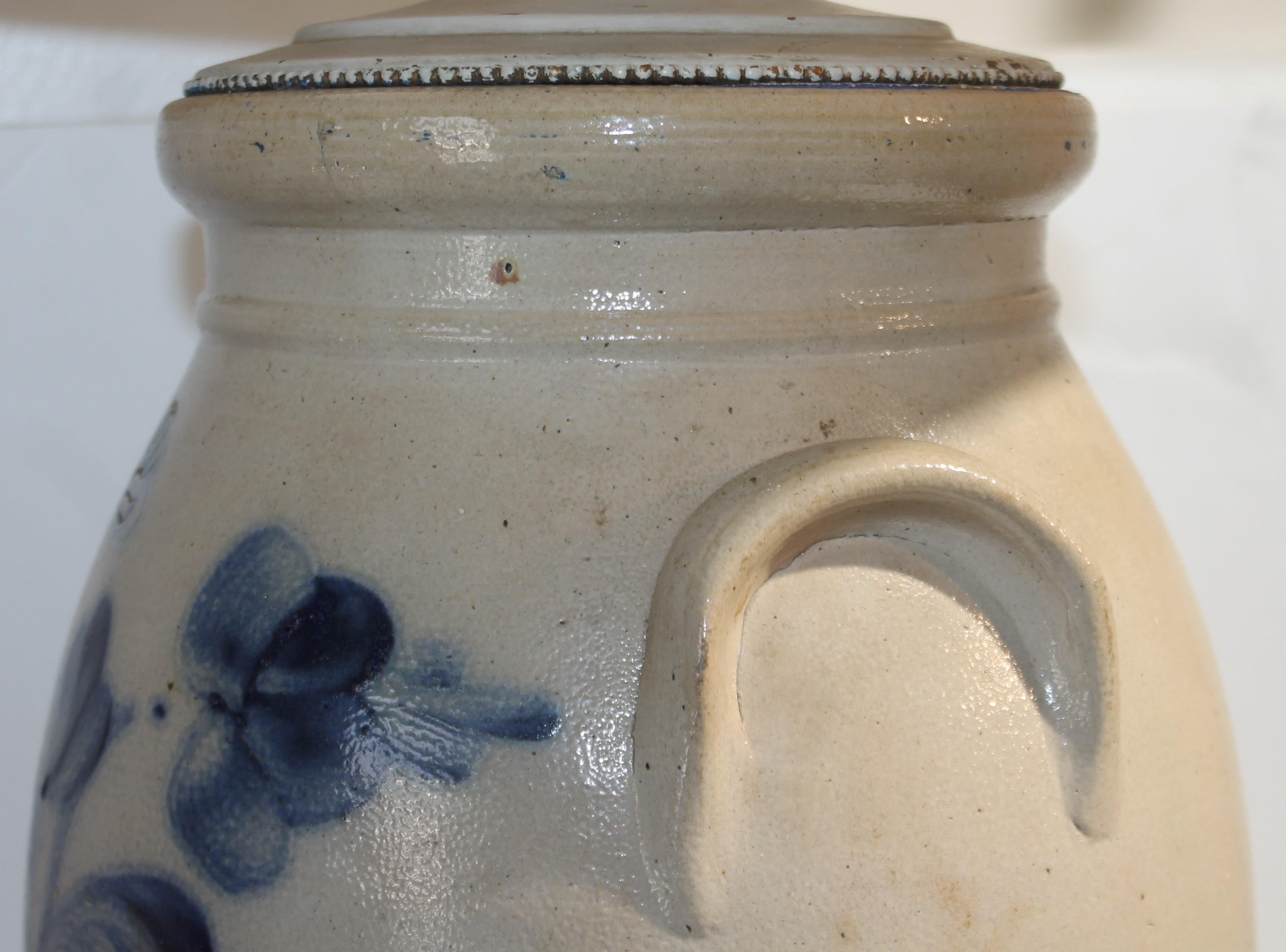 Vase de lampe de table en grès du 19e siècle en vente 2