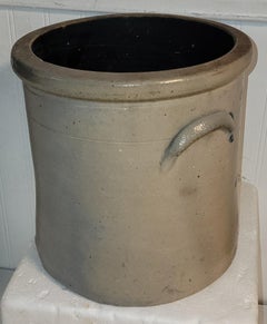 19thc Stoneware Two Gallon Decorated Crock