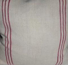 19thc Striped Cotton Linen Double Sided Pillow