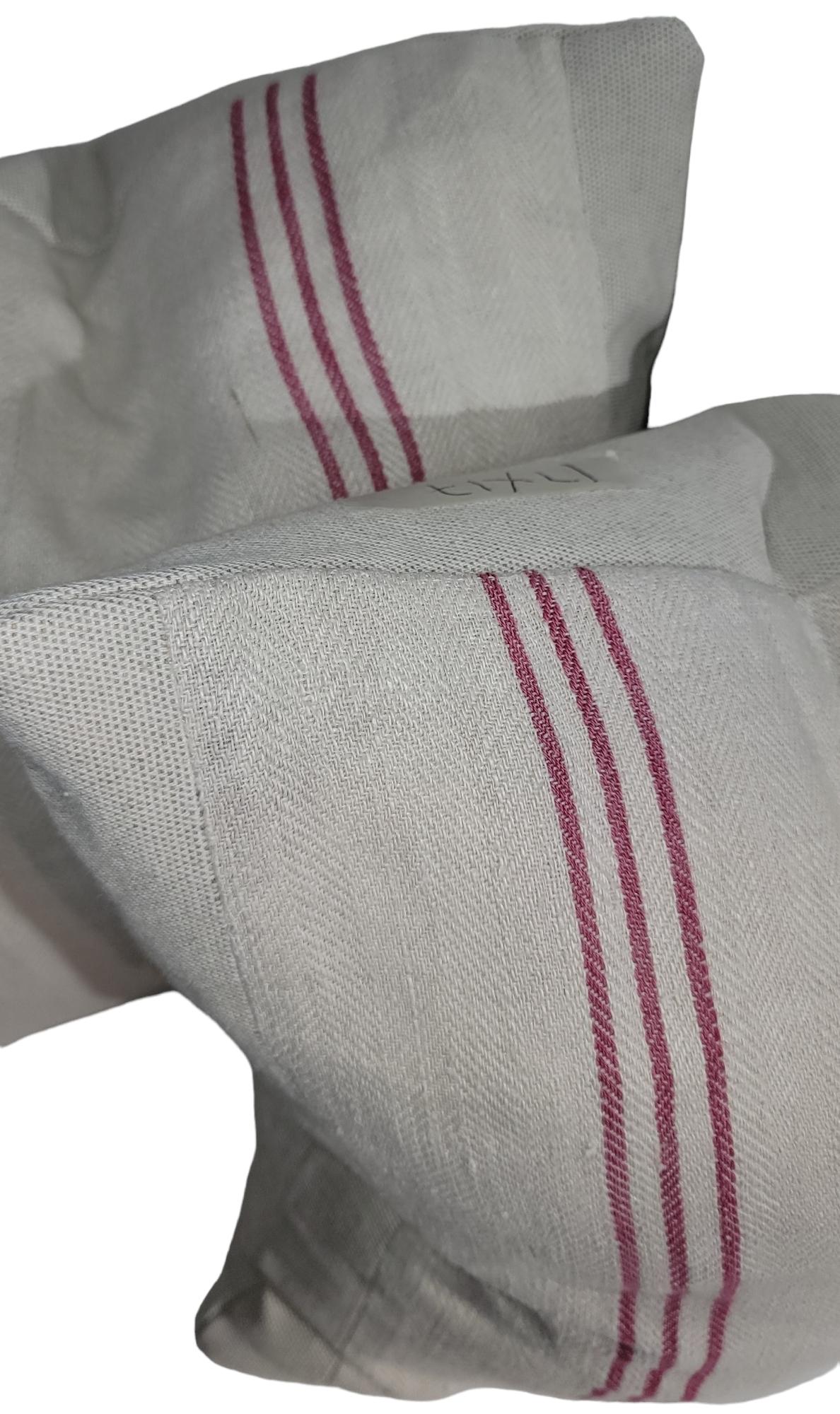 American 19thc Striped Cotton Linen Double Sided Pillow For Sale
