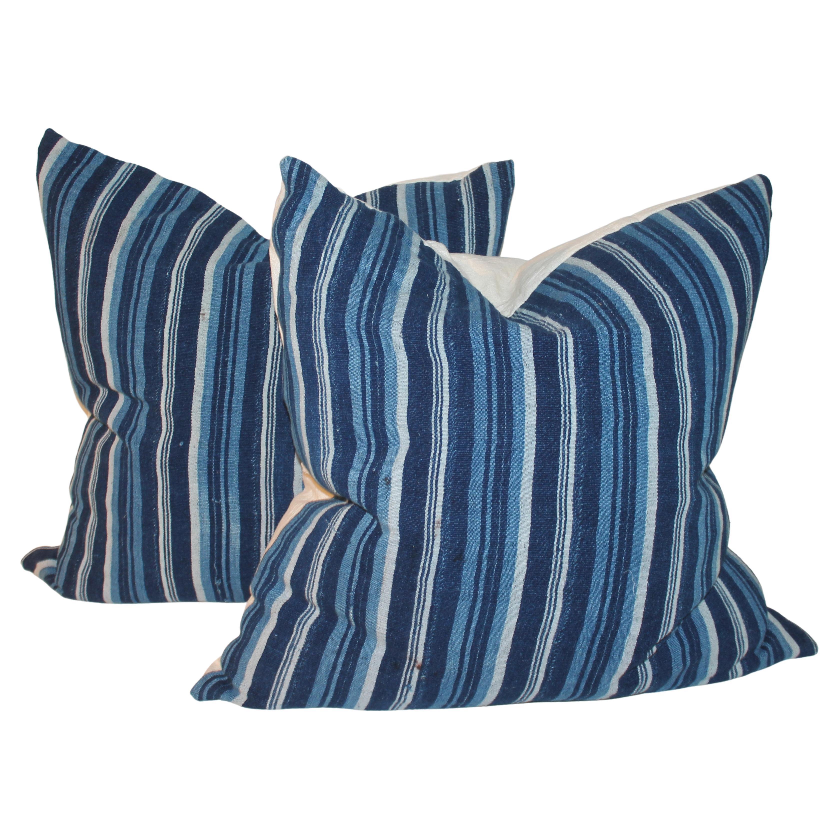 19Thc Striped Mud Cloth Linen Pillows For Sale