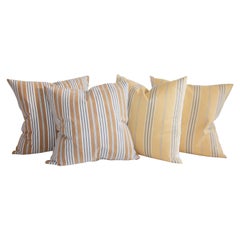 19th Century Striped Ticking Pillows / Two Pairs