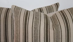 19Thc Striped Wool Ticking Pillows, Pair