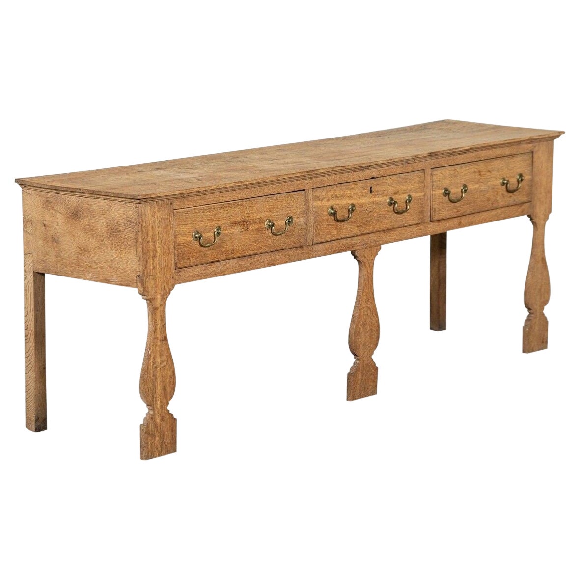 Base de commode en chêne anglais strié du 19e siècle