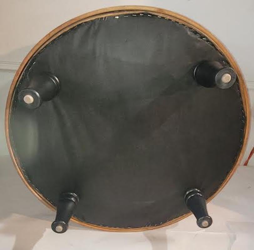 Hand-Crafted 19thc Suede Top Drum Ottoman For Sale
