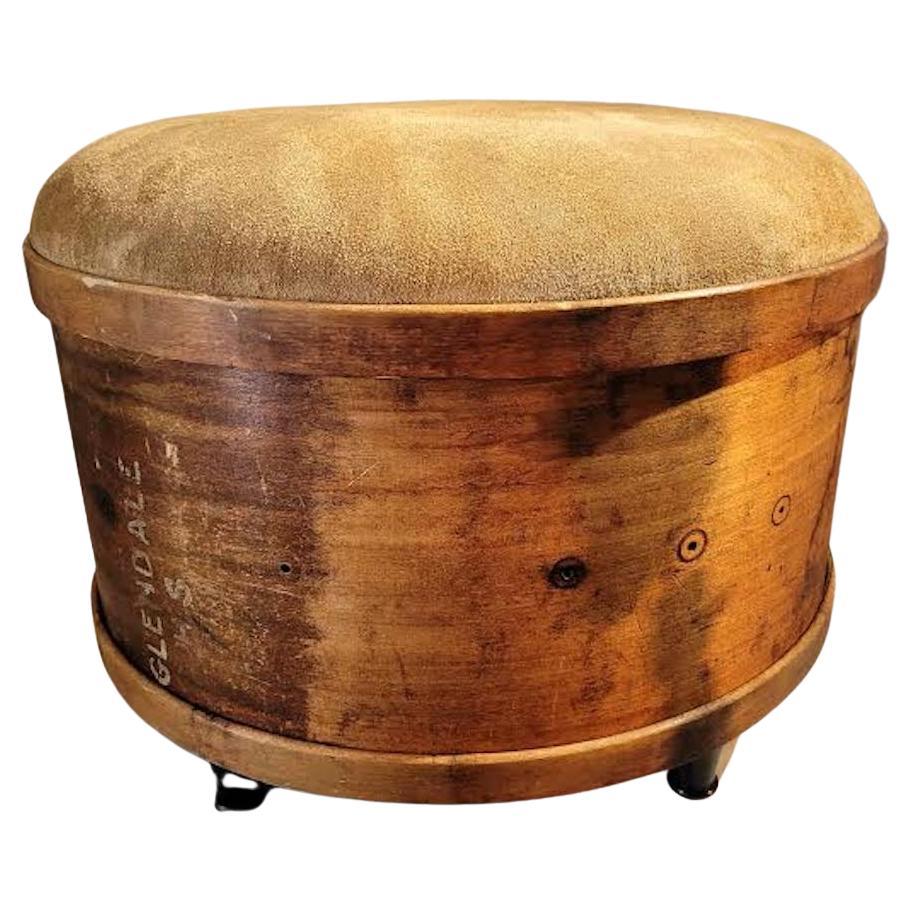 19thc Suede Top Drum Ottoman For Sale