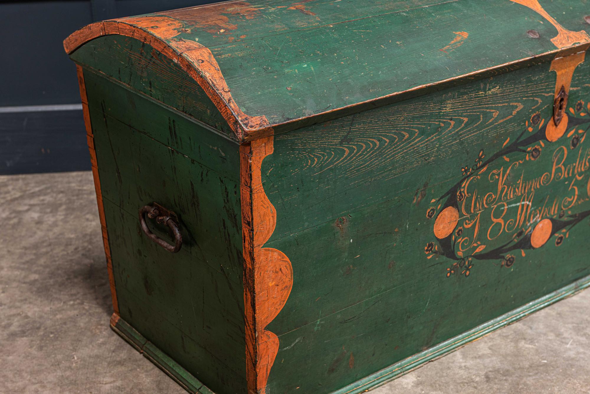 Pine 19th Century Swedish Marriage/Dowry Chest For Sale