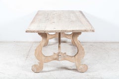 19thc Swedish Provincial Elm Trestle Dining Table