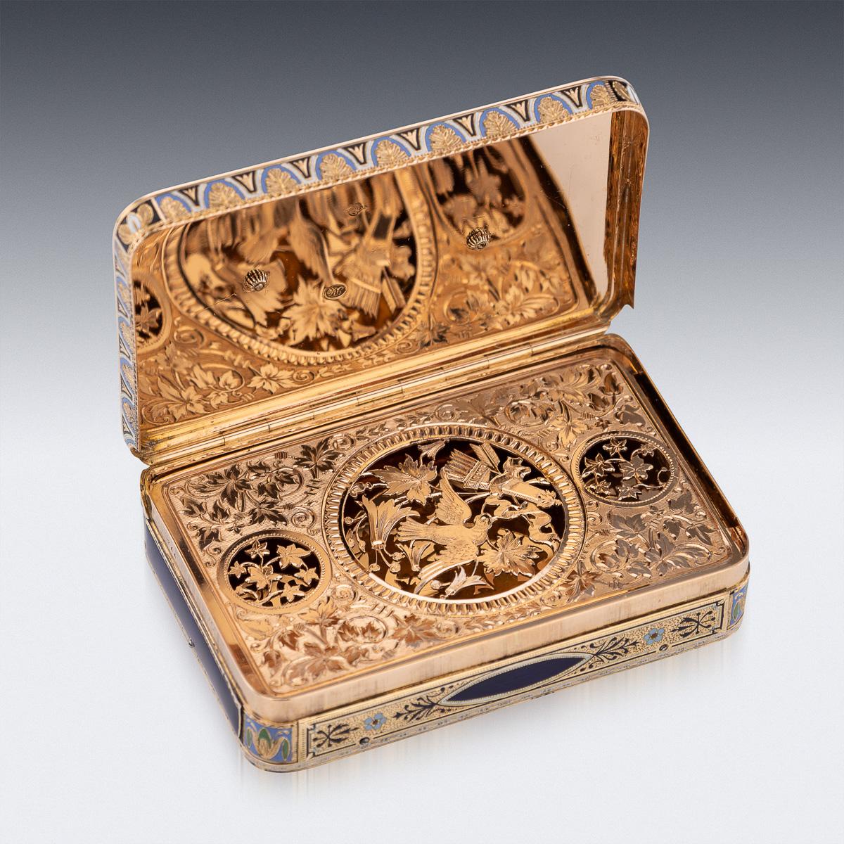 19thC Swiss 18K Gold & Enamel Musical Snuff Box, possibly Sené & Détalla 5