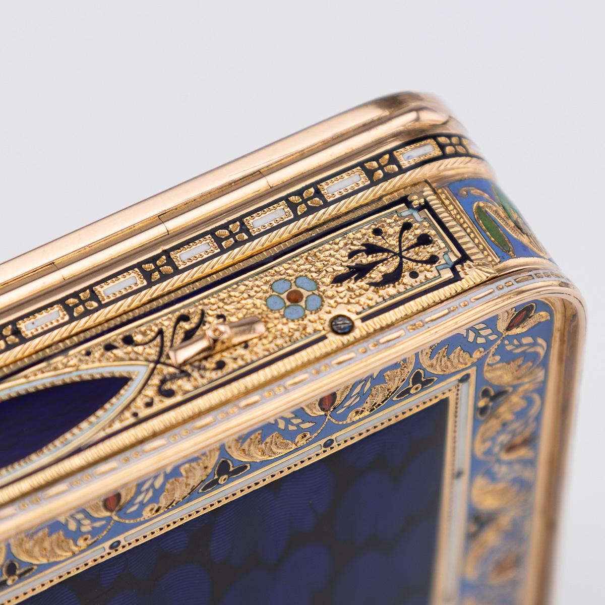 19thC Swiss 18K Gold & Enamel Musical Snuff Box, possibly Sené & Détalla 12