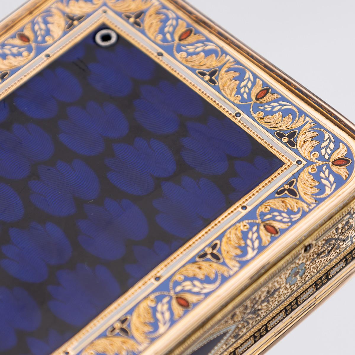 19thC Swiss 18K Gold & Enamel Musical Snuff Box, possibly Sené & Détalla 14