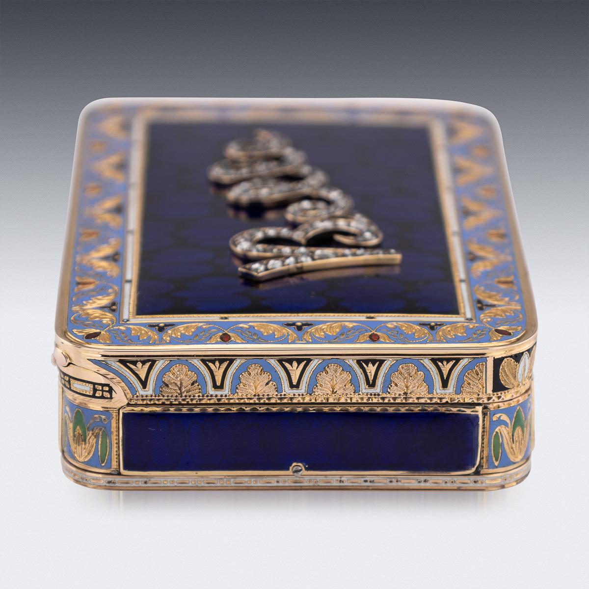 19thC Swiss 18K Gold & Enamel Musical Snuff Box, possibly Sené & Détalla 2