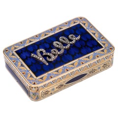 19thC Swiss 18K Gold & Enamel Musical Snuff Box, possibly Sené & Détalla