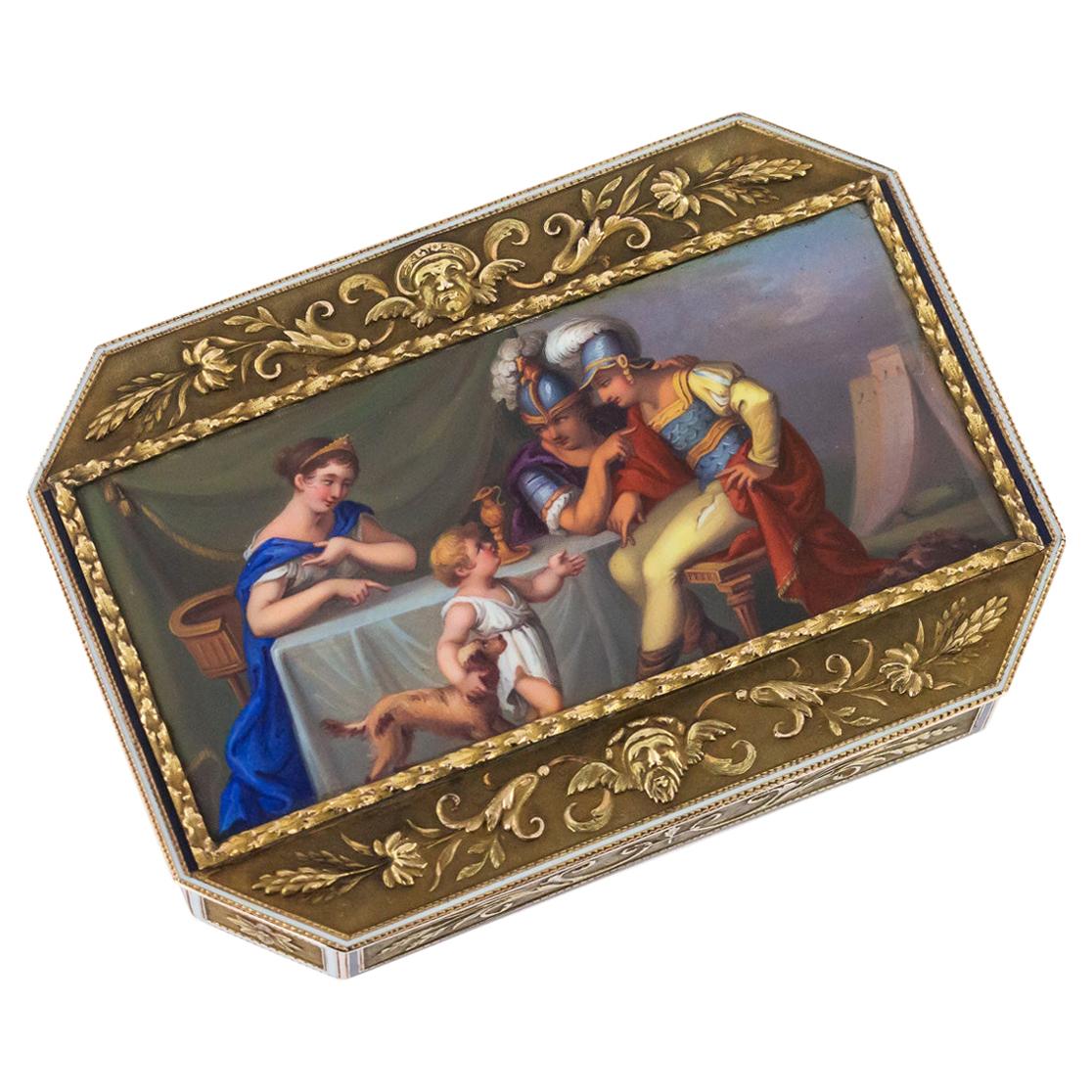 19th Century Swiss 18-Karat Gold and Enamel Snuff Box, circa 1800