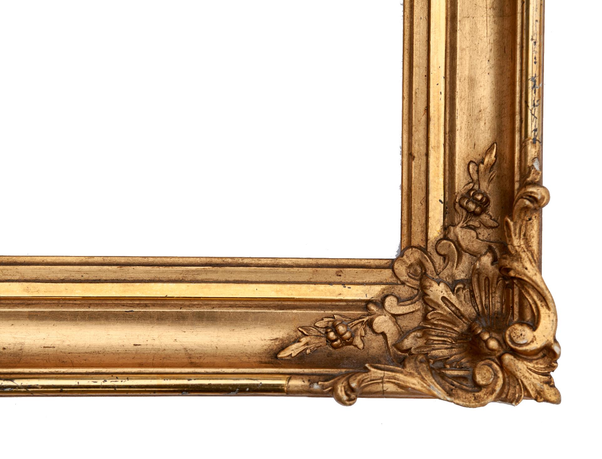 Fait main Miroir biseauté en bois doré de style baroque suisse du 19e siècle en vente
