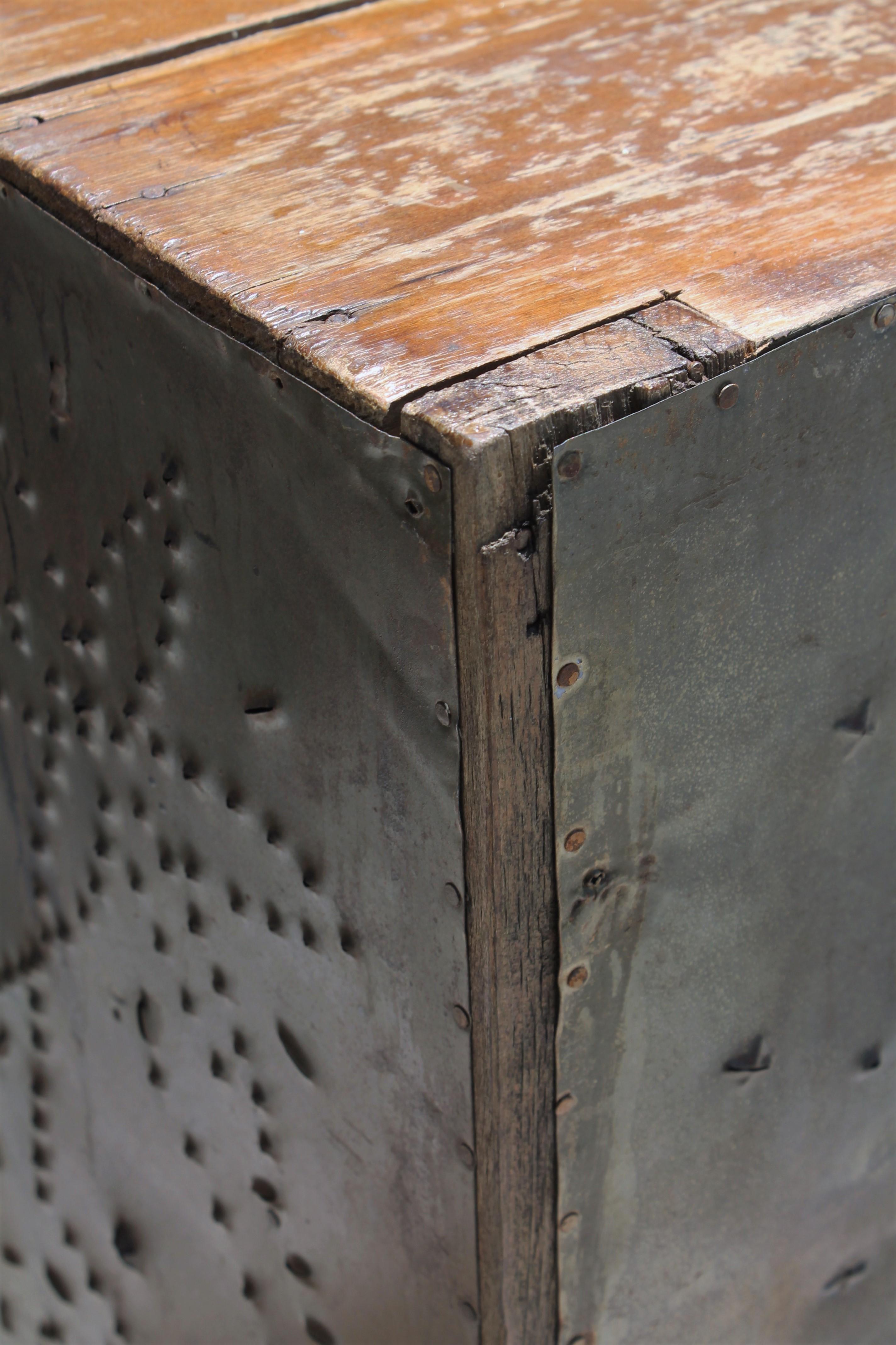 19thc Table Top Punched Tin Pie Safe In Good Condition In Los Angeles, CA