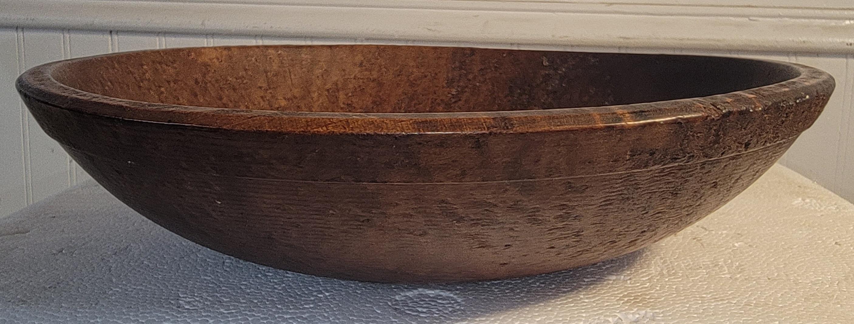 Hand-Carved 19thc Tiger Eye Maple Butter Bowl For Sale