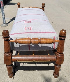 19Thc Tiger Maple Day Bed W/ Cushion