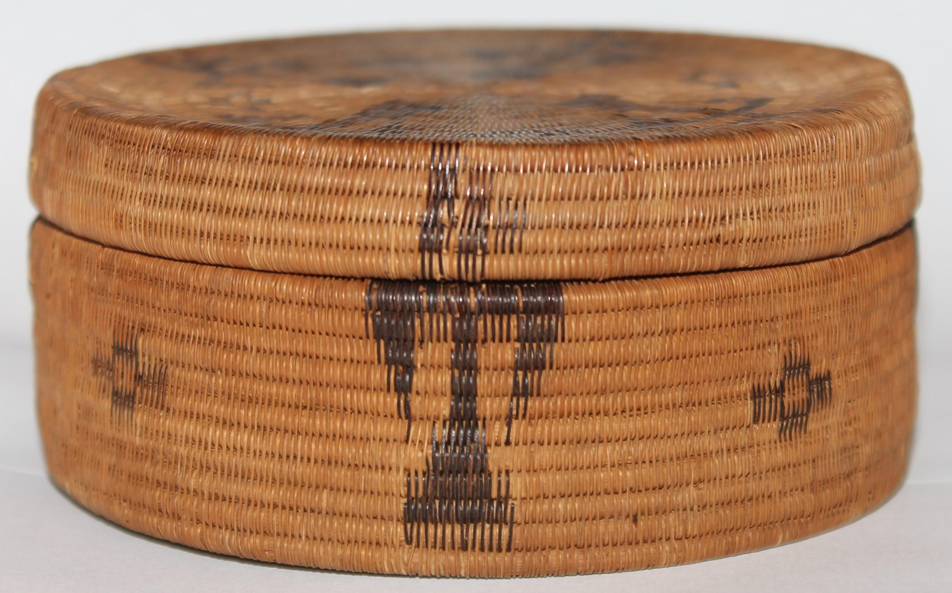 American 19thc Tight Weave North West Coast Indian Basket For Sale