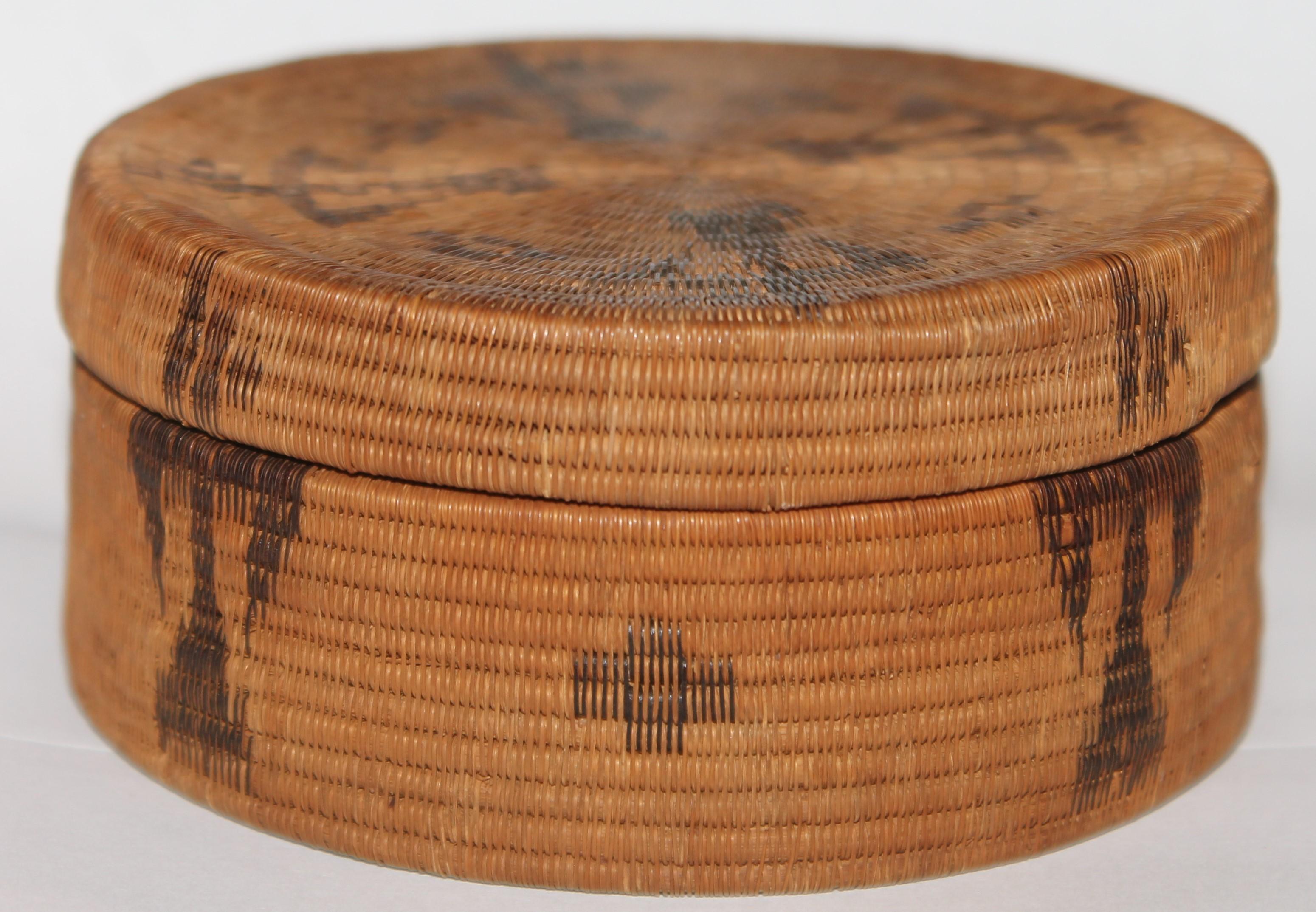 Hand-Crafted 19thc Tight Weave North West Coast Indian Basket For Sale