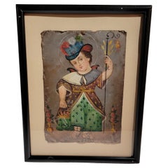 19. Jahrhundert Zinn Retablo Spanisch Kunst des Heiligen