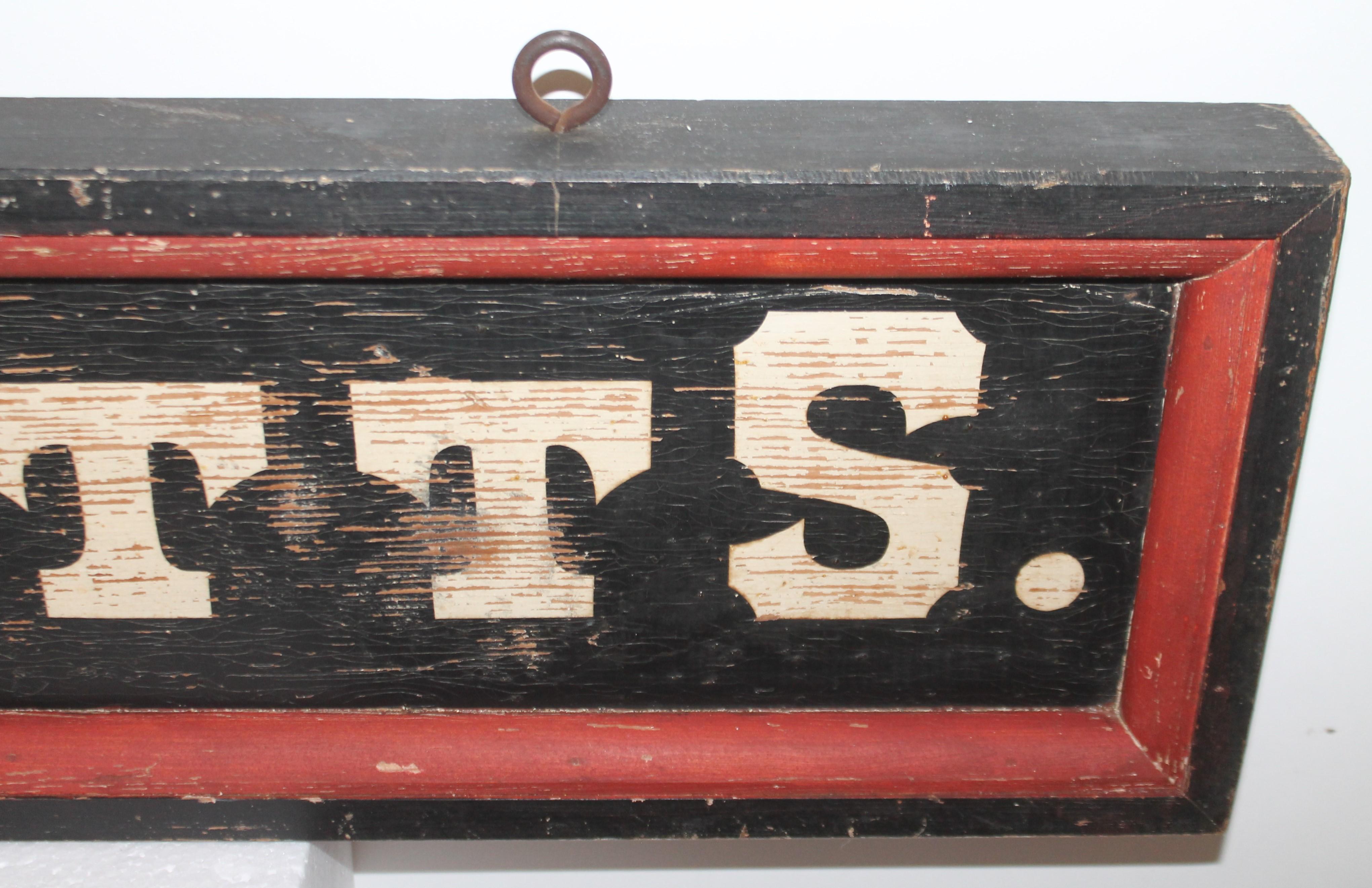 Wood 19th Century T.J. Potts Original Painted Trade Sign