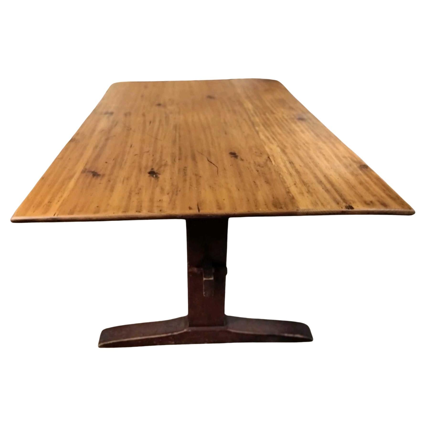 19thc Trestle  Table In Original Surface For Sale