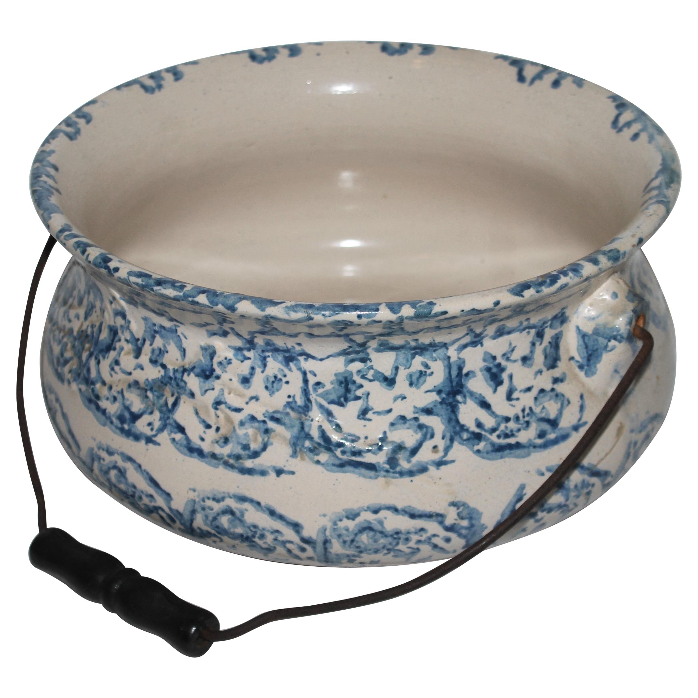 19th C Sponge Ware Giant Mixing Bowl For Sale at 1stDibs