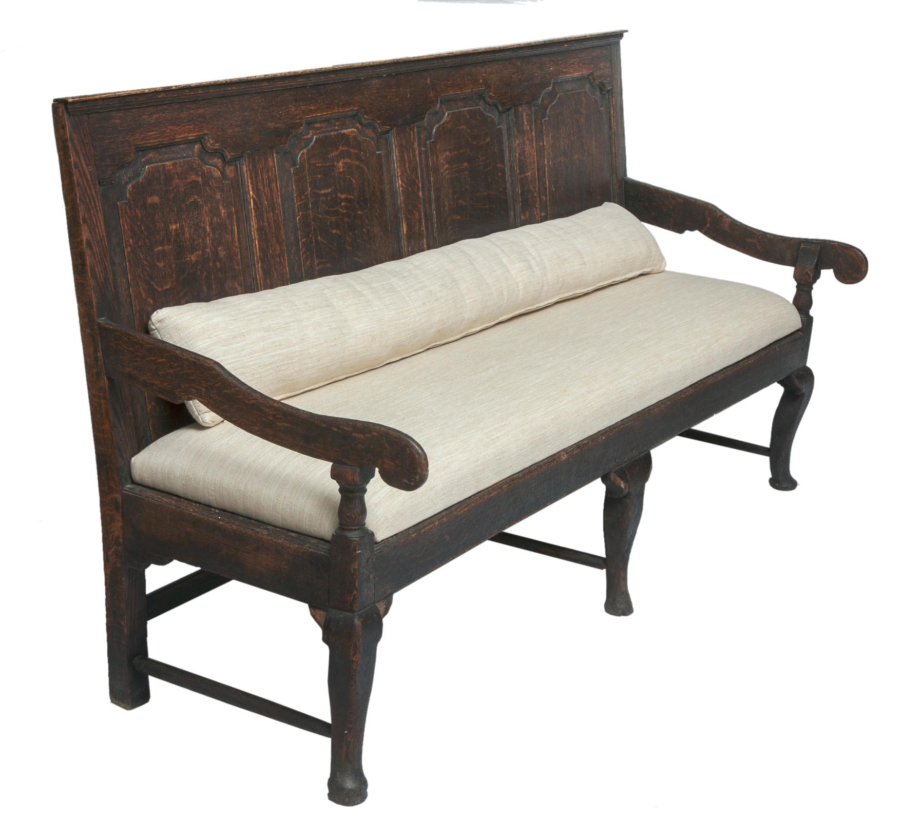 American 19thC Upholstered Mission Oak Church Pew