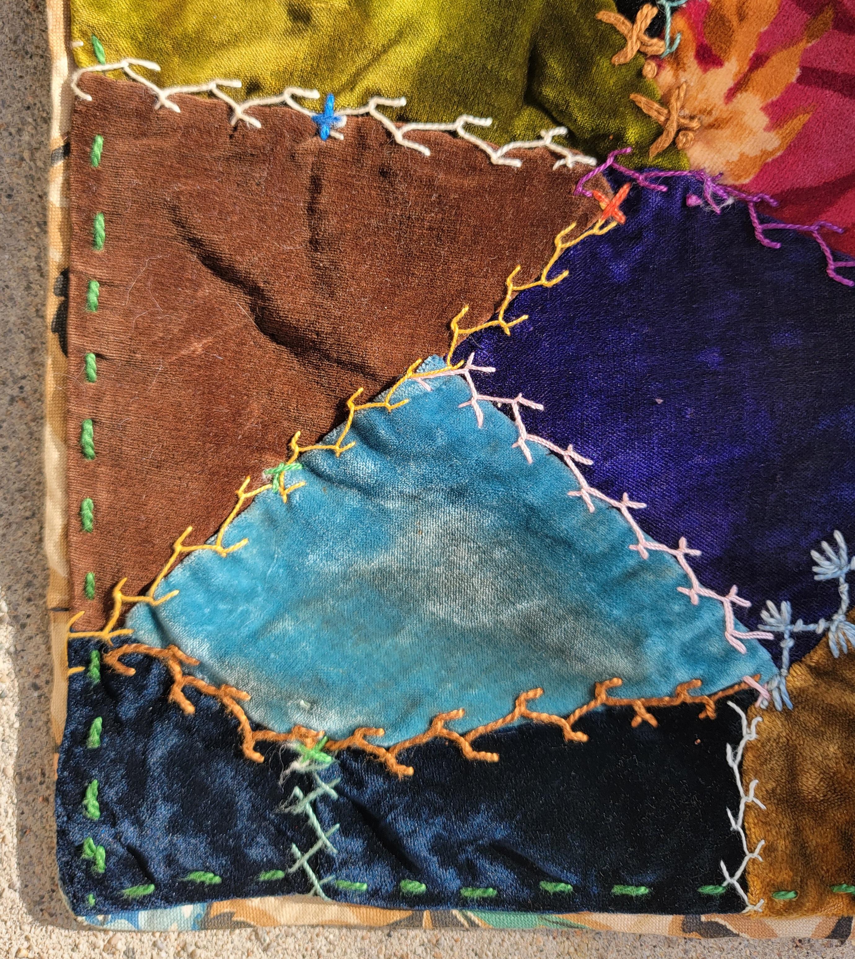 American 19thc Velvet Crazy Quilt from Ohio For Sale