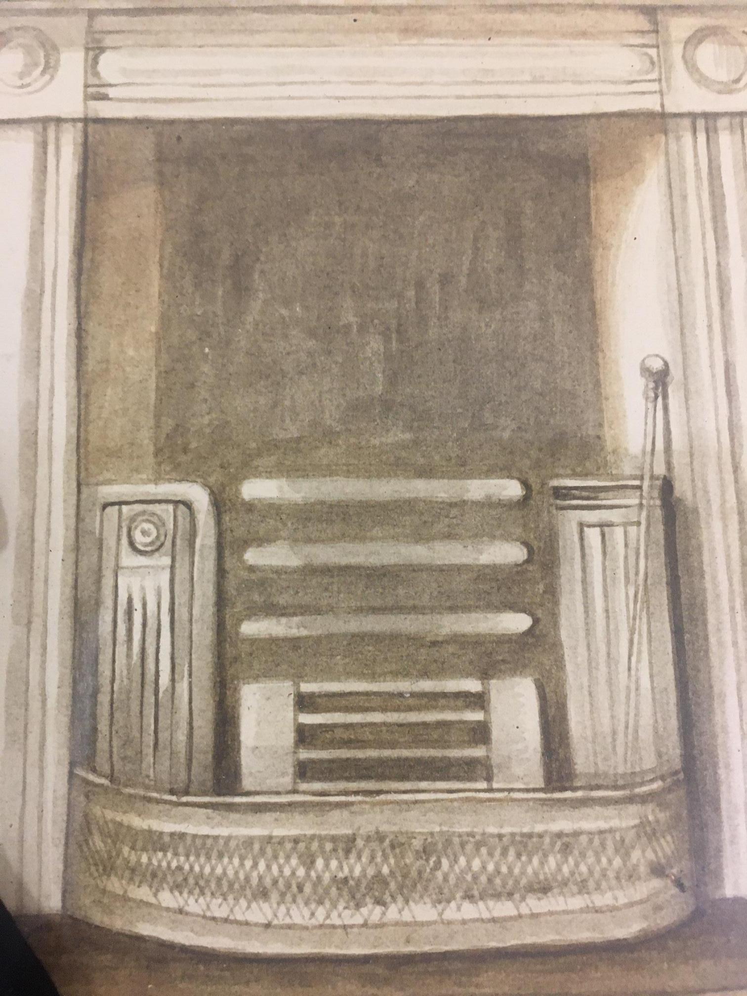 Gran Silueta de Retrato de Familia en Vidrio Eglomise del S. XIX con Fondo Detallado en venta 5